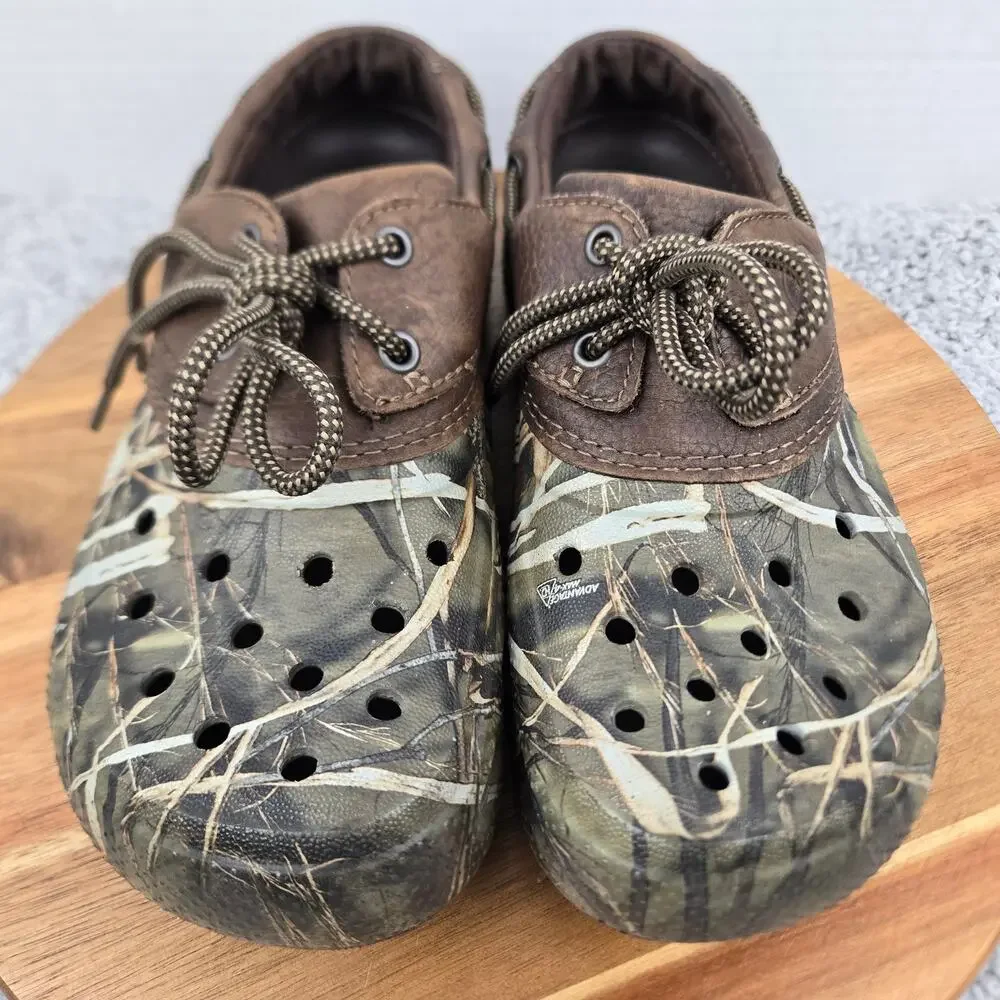 Crocs Mens 8 Camo Leather Islander Pitcrew Advantage Max-4 Realtree Comfort Clog
